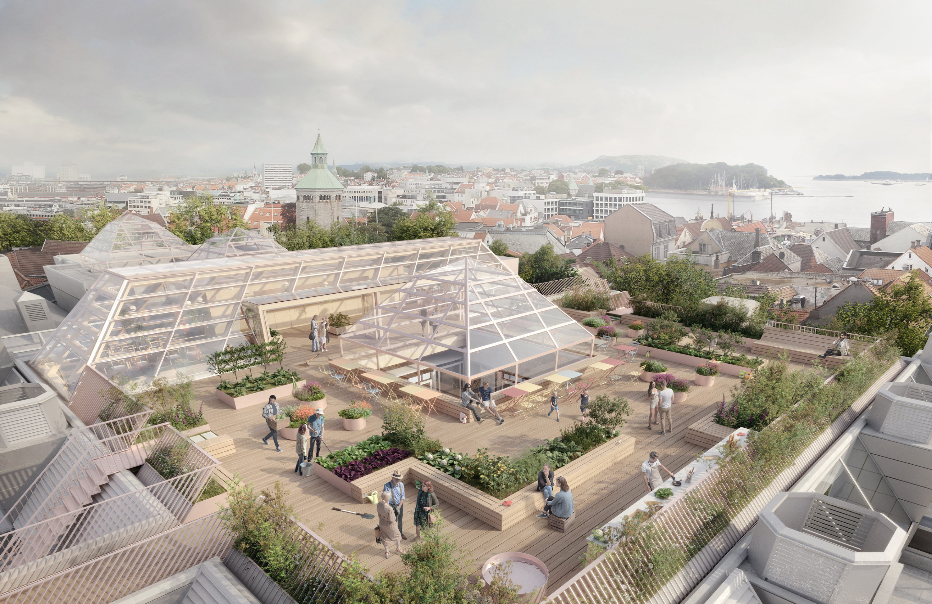 LOCAL tops competition for a new rooftop pavilion and garden on Sølvberget Cultural center in Stavanger